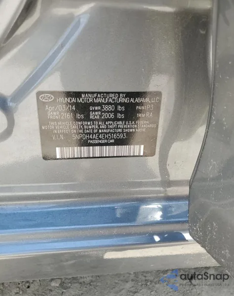 2014 Hyundai Elantra Se from USA, damaged, VIN 5NPDH4AE4EH516593